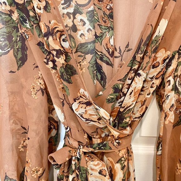 PINK + SOPHIE PINK/MAUVE FLORAL MAXI WRAP DRESS - Picture 5 of 9